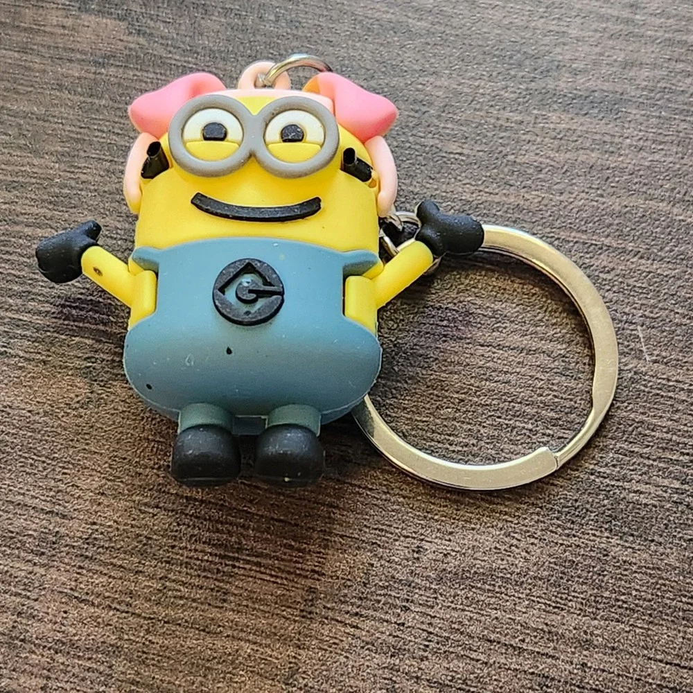 Despicable Me Minion Pig Headband Rubber Keychain 3D Figure Bag Charm Yellow